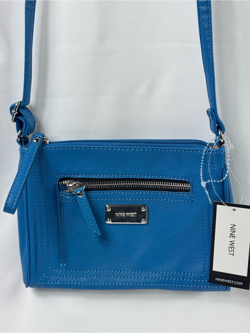 Nine West Bright Blue Crossbody with Front Zip Pocket